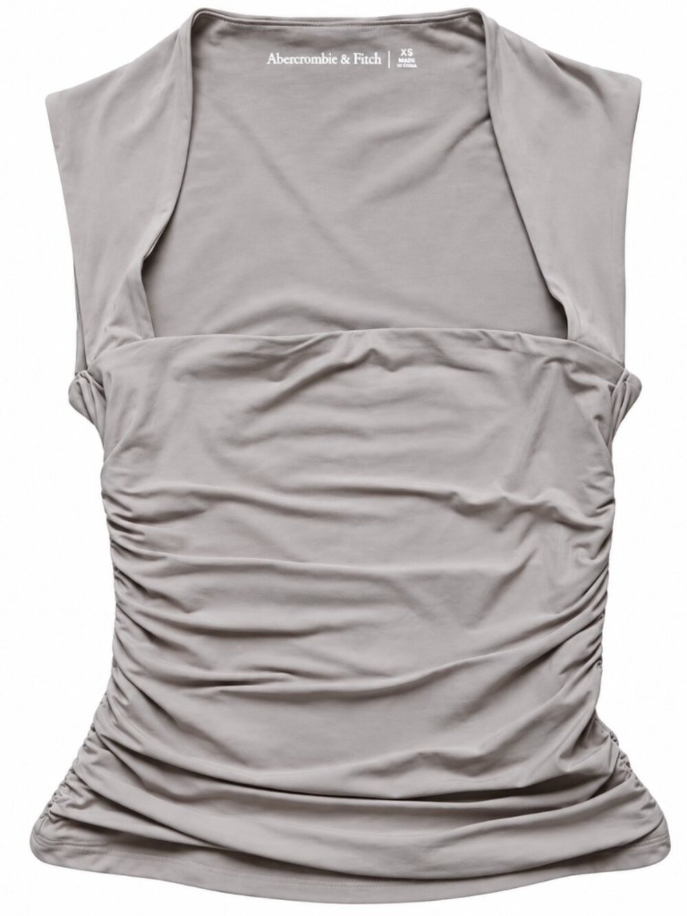 Abercrombie & Fitch Womens XS Taupe Ruched Square Neck Sleeveless Stretch